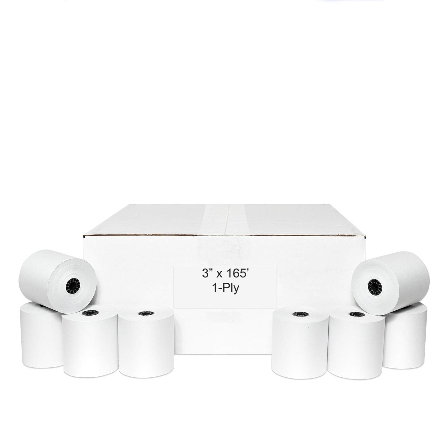 3" x 165' CASH REGISTER ROLLS,1 PLY BOND PRINTER POS PAPER ROLL 50 ROLLS/CASE (Double Solid Core)