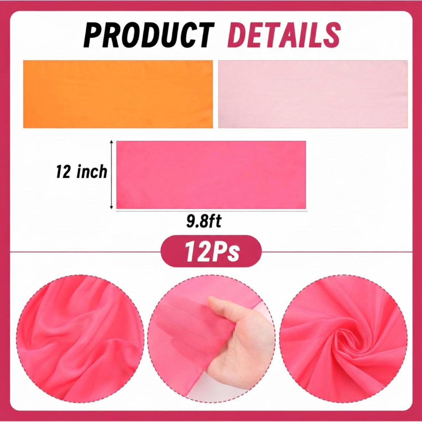 Boao 12 Pcs Red Pink Orange Party Decorations Table Runner Cloth 10Ft Boho Sheer Rustic Fabric Sunset Soiree Party Decorations for Wedding Birthday Baby Bridal Shower Graduation Dawn Sunset Decor