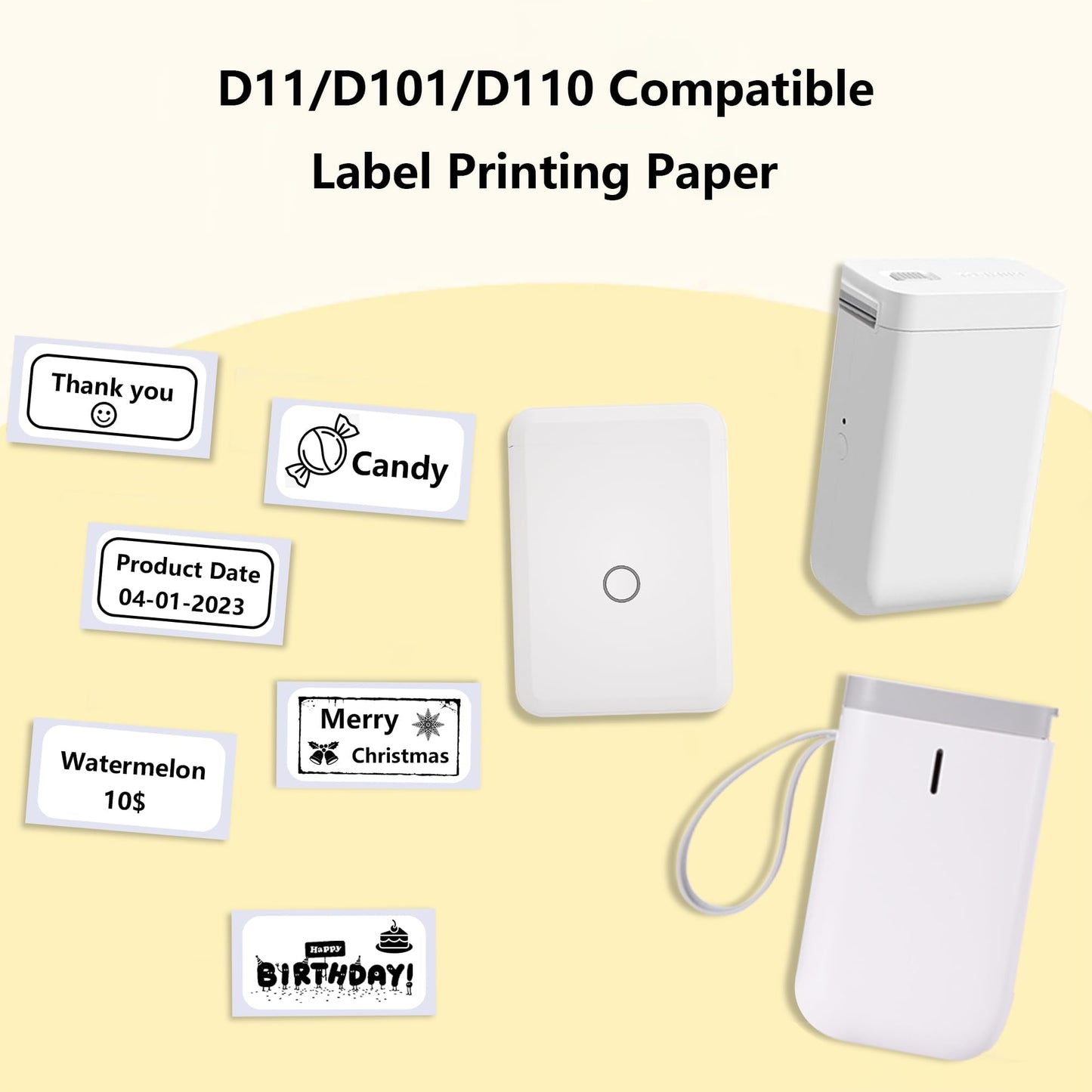 Thermal Labels Maker Tapes for D11/D110/D101 Printer,0.47" X 1.57" (12 X 40mm),160 Labels/Roll,5 Rolls(800 Pieces),Multi-Purpose Adhesive Labels for Home Office Small Business Address School