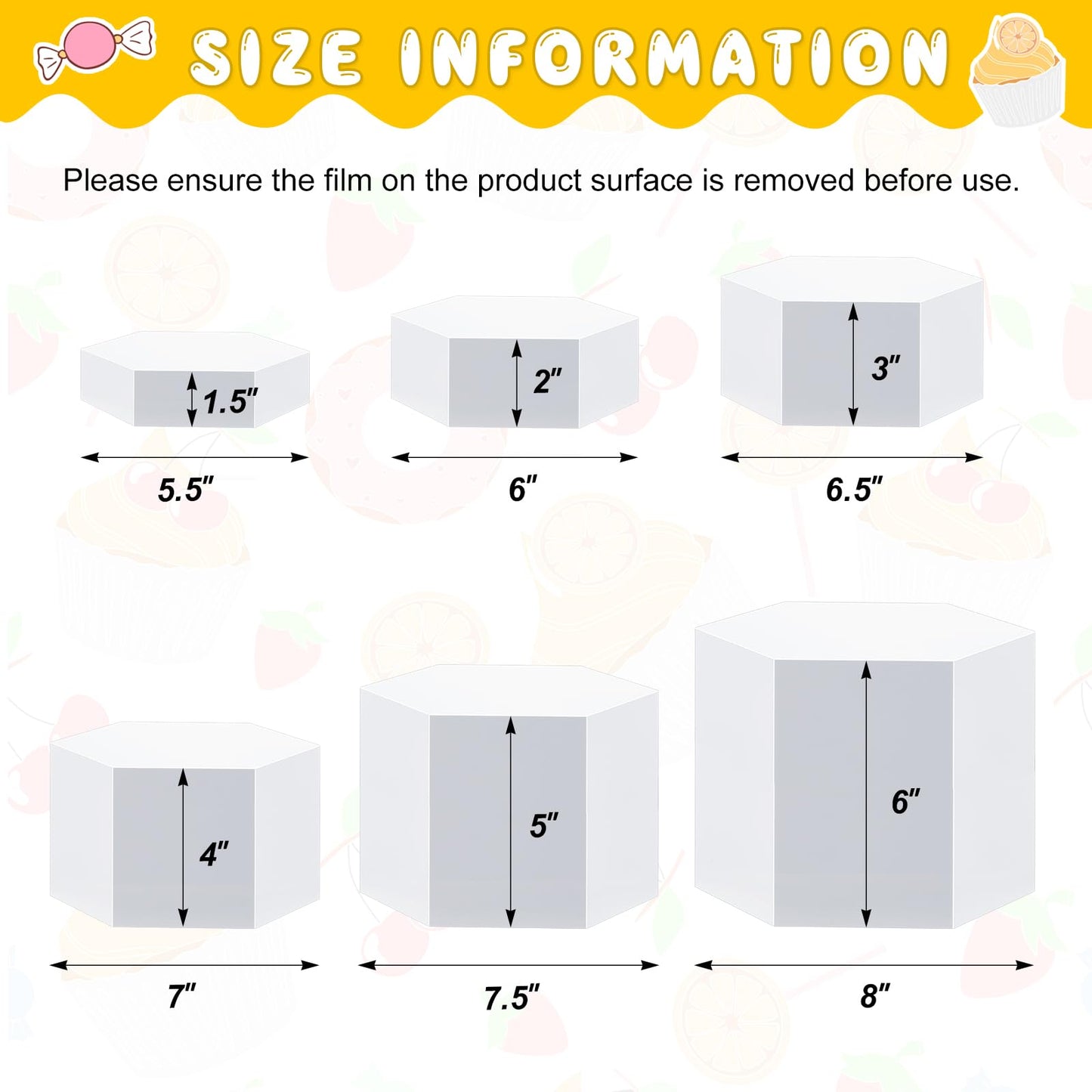 Leinuosen 6 Pcs Buffet Risers, Hexagonal Food Risers for Buffet Table Acrylic Cube Display Stand Shelf Nesting Boxes with Hollow Bottom for Party Catering Dessert Jewelry Collectibles(White)