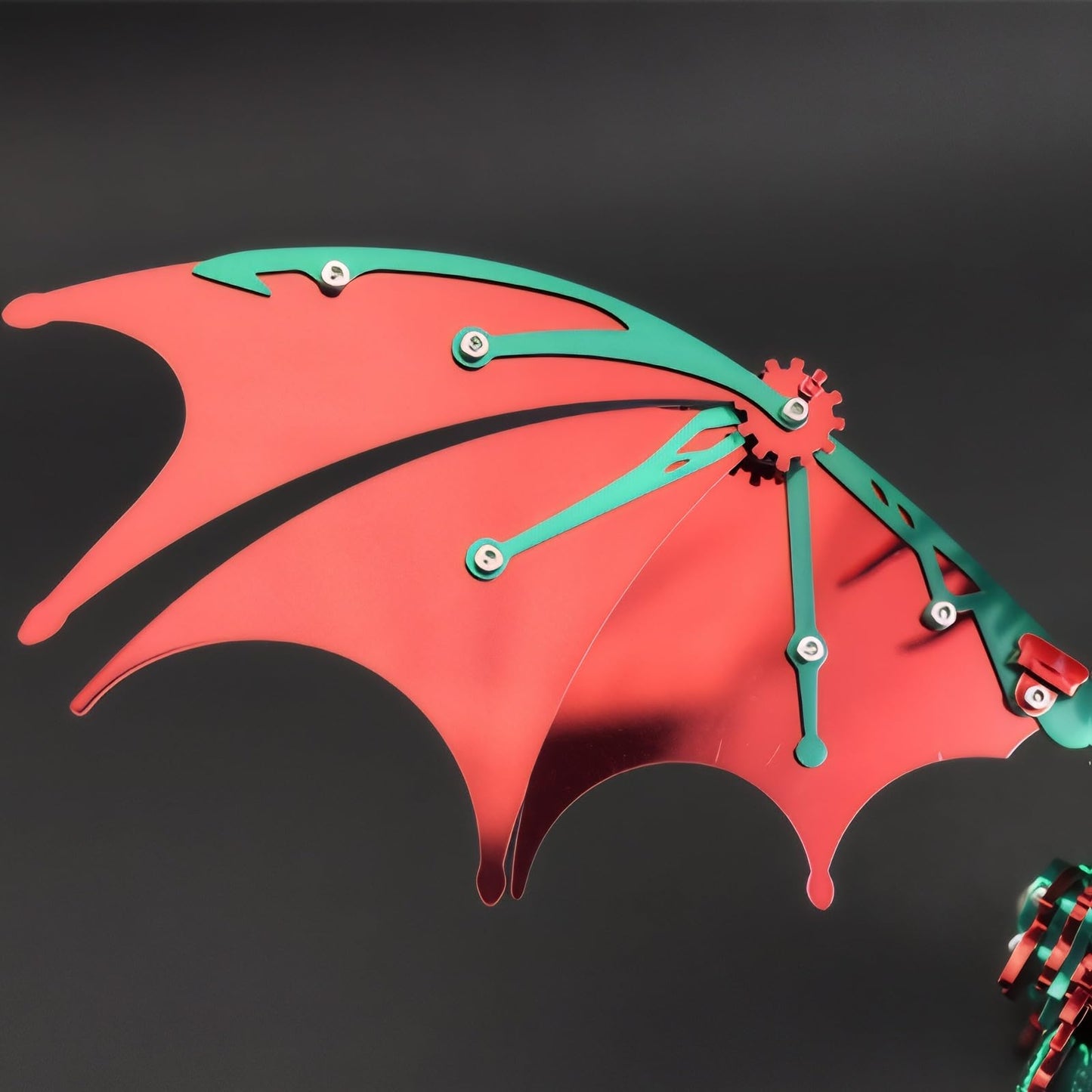 LONGPIN 3D Puzzles for Adults,Metal Dinosaur Puzzle Building Set,Collectible Mechanical Engineering Crafts for Home Office Decoration & Gift (Red-Green)