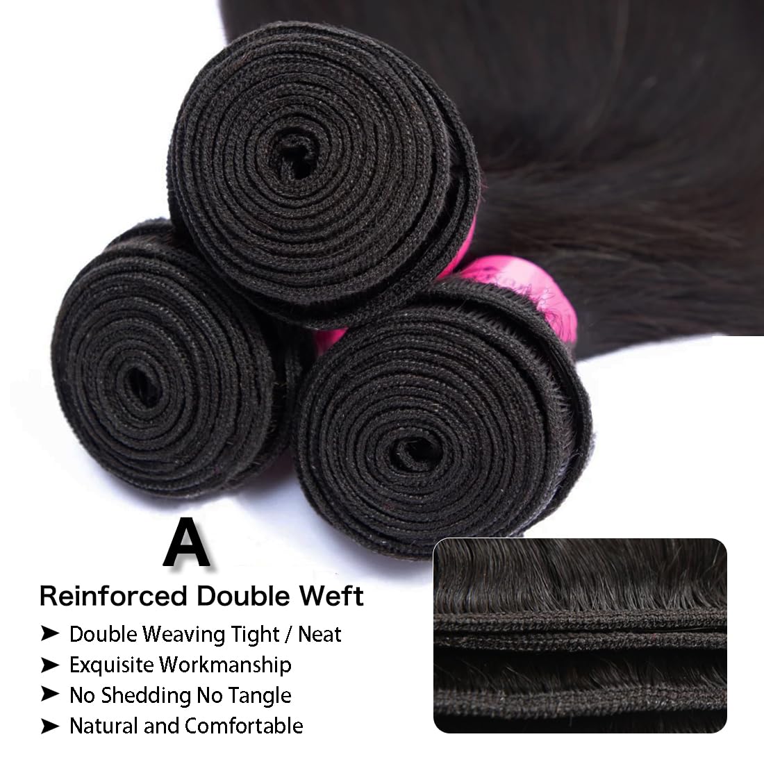 Straight Bundles Human Hair 3 Bundles 18 20 22 Inch Double Weft 12A Brazilian Weave Straight Bundles Human Hair Unprocessed Virgin for Women Natural Color