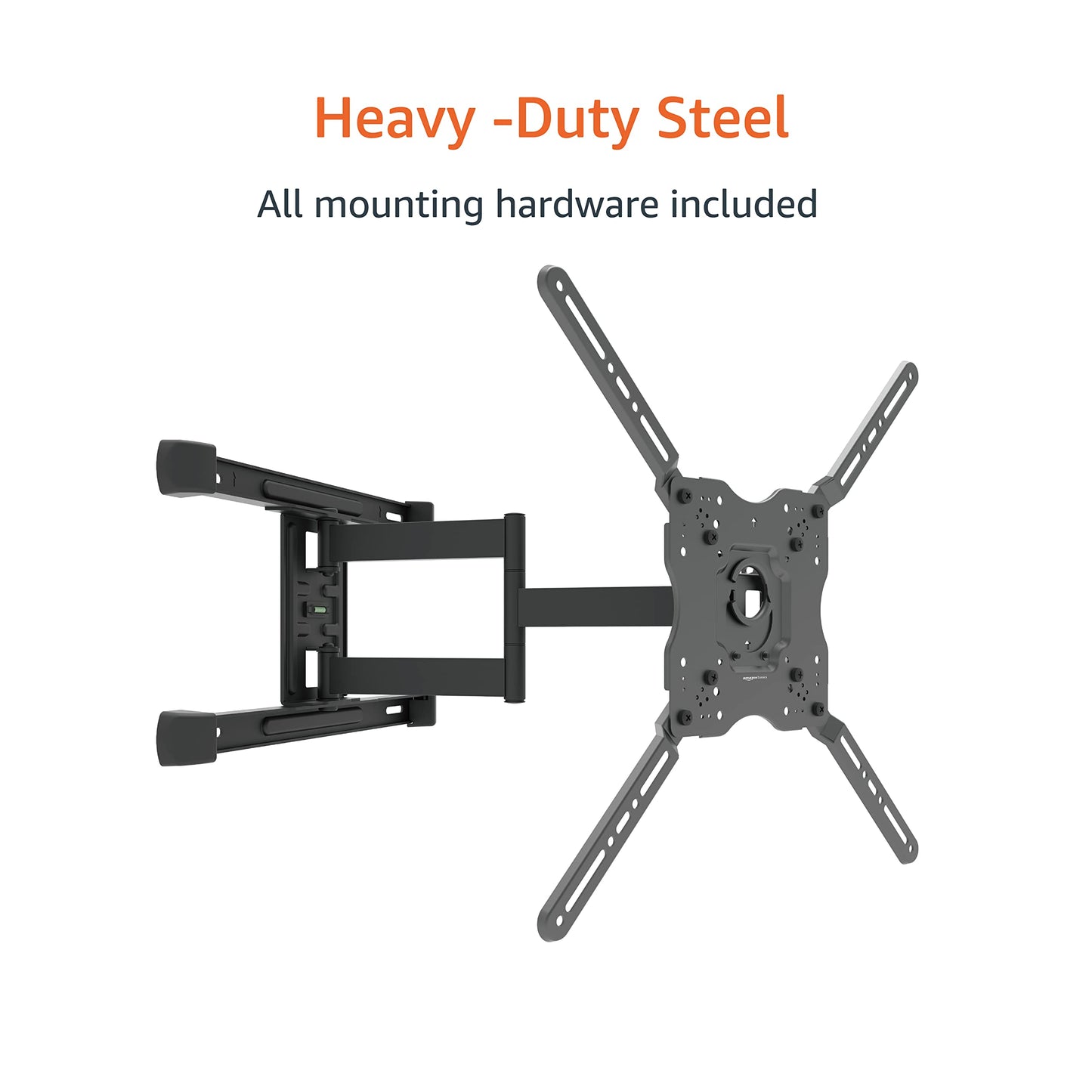 Amazon Basics Full Motion TV Wall Mount with Horizontal Post Installation Leveling for 32 to 86 inch TVs, Black
