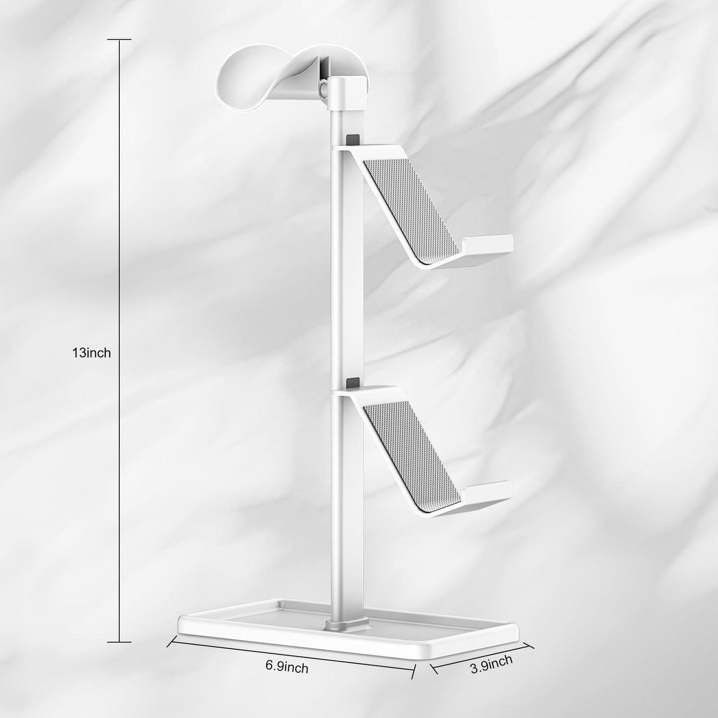 SHUOSUO Controller Holder, Headphone Stand, Gaming Controller Stand for Xbox PS5 PS4 Switch, Headset Holder with Storage Organizer, Universal Desk Game Accessories (White)