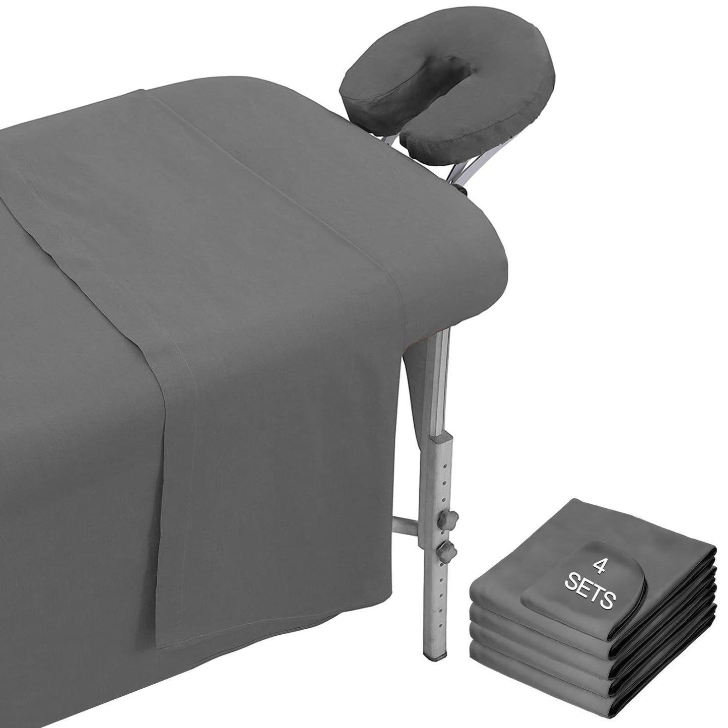12 Pcs 4 Sets Massage Table Sheets Set, Microfiber Sheet for Massage Table, Massage Bed Sheets Includes Massage Table Cover, Massage Fitted Sheet, and Massage Face Rest Cover for SPA Beauty Tattoos