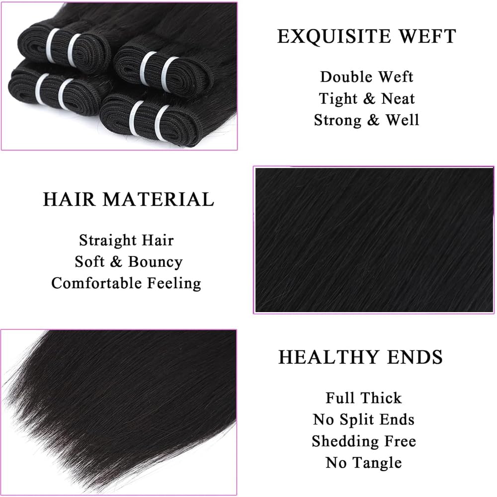 10 inch short hair bundles 10A Brazilian Straight Virgin Hair 4 Bundles Straight Hair 100% Unprocessed Straight Human Hair Bundles 50g/Pcs Natural color (10"10"10"10")