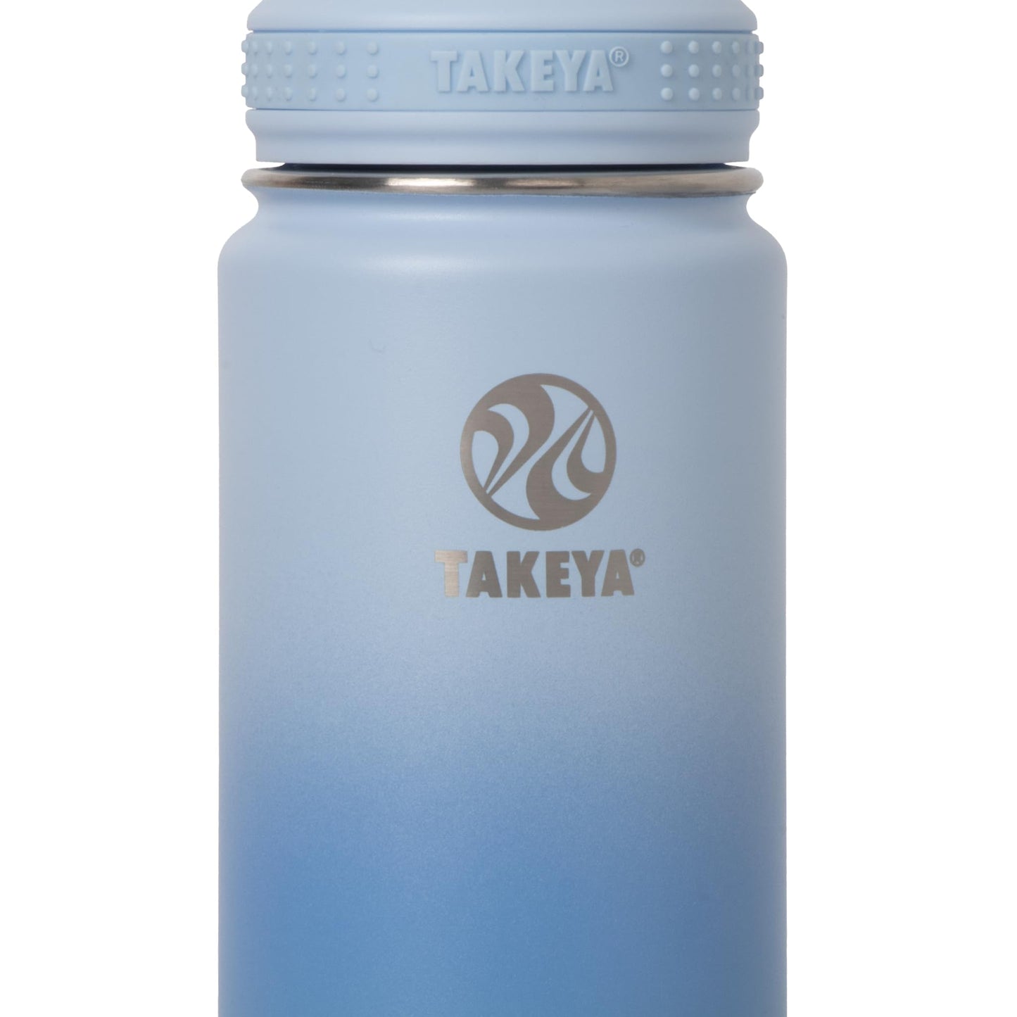 Takeya Actives Stainless Steel Water Bottle, Insulated Spout Lid, Keeps Drinks Cold 24 Hrs, Leakproof, Durable, Dishwasher Safe, Ideal for Gym, Travel, Fits Most Cup Holders, 24 oz/Ombre Pacific Blue
