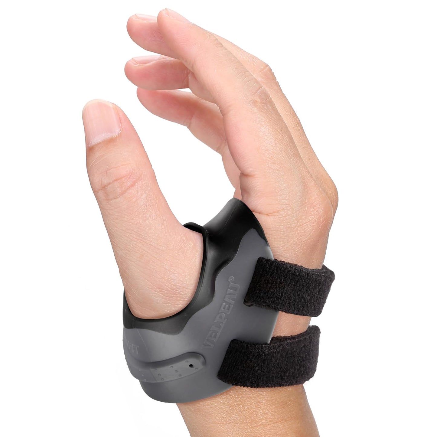Velpeau CMC Thumb Brace for Osteoarthritis - with Shape-memory Restriction Splint, CMC Joint Stabilizer, Basal Thumb Arthritis Pain Relief and Support for Women and Men (Black, Right Hand, Medium)