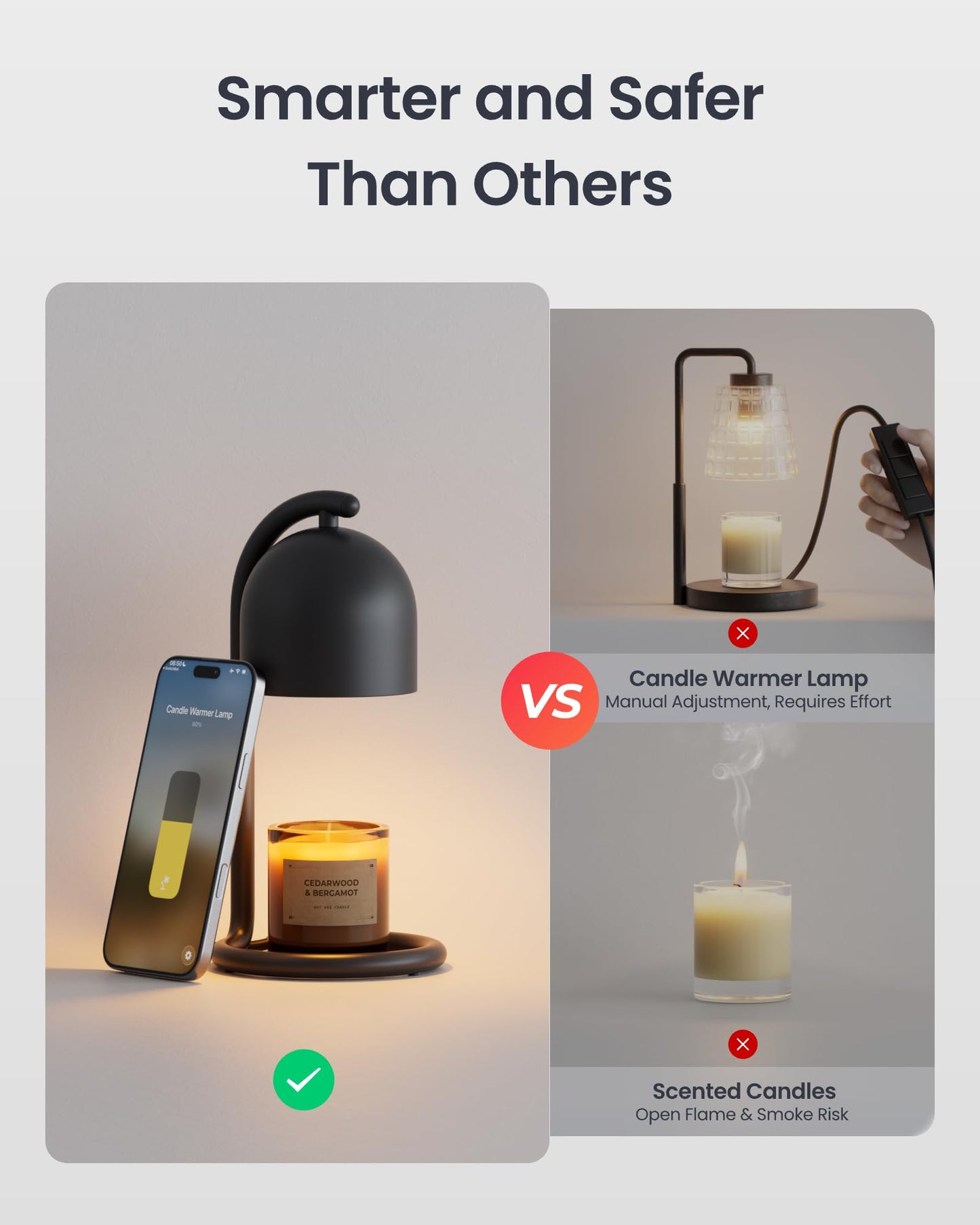 SwitchBot Smart Candle Warmer Lamp with Timer & Voice Control — Dimmable Flameless Candle Wax Melter, Matter-Enabled for Apple Home & Alexa, Birthday & Mother's Day, Gift for Women, Home Decor