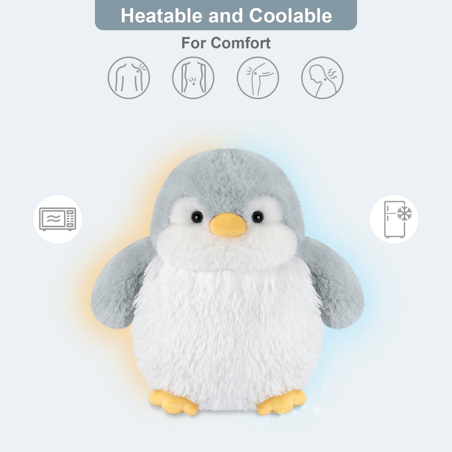 SuzziPals Heatable & Coolable Stuffed Penguin Plush, Microwavable Stuffed Animal Heating Pad for Cramps & Pain Relief, Cute Plushies Toys Penguin Stuffed Animal, Gifts for Girls & Boys