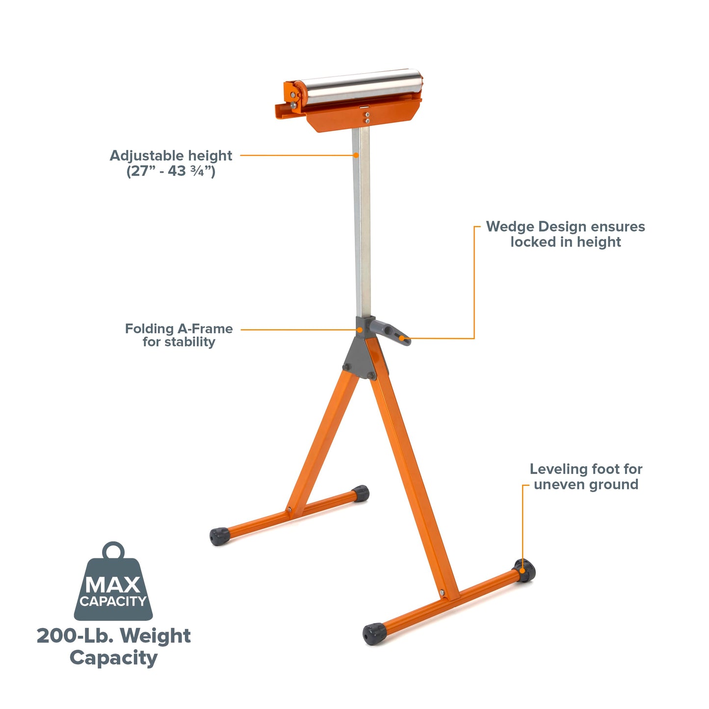 BORA Roller Stand, Adjustable Height Support Stand for Woodworking, Outfeed Roller for Table Saw, Miter Saw, PM-5090