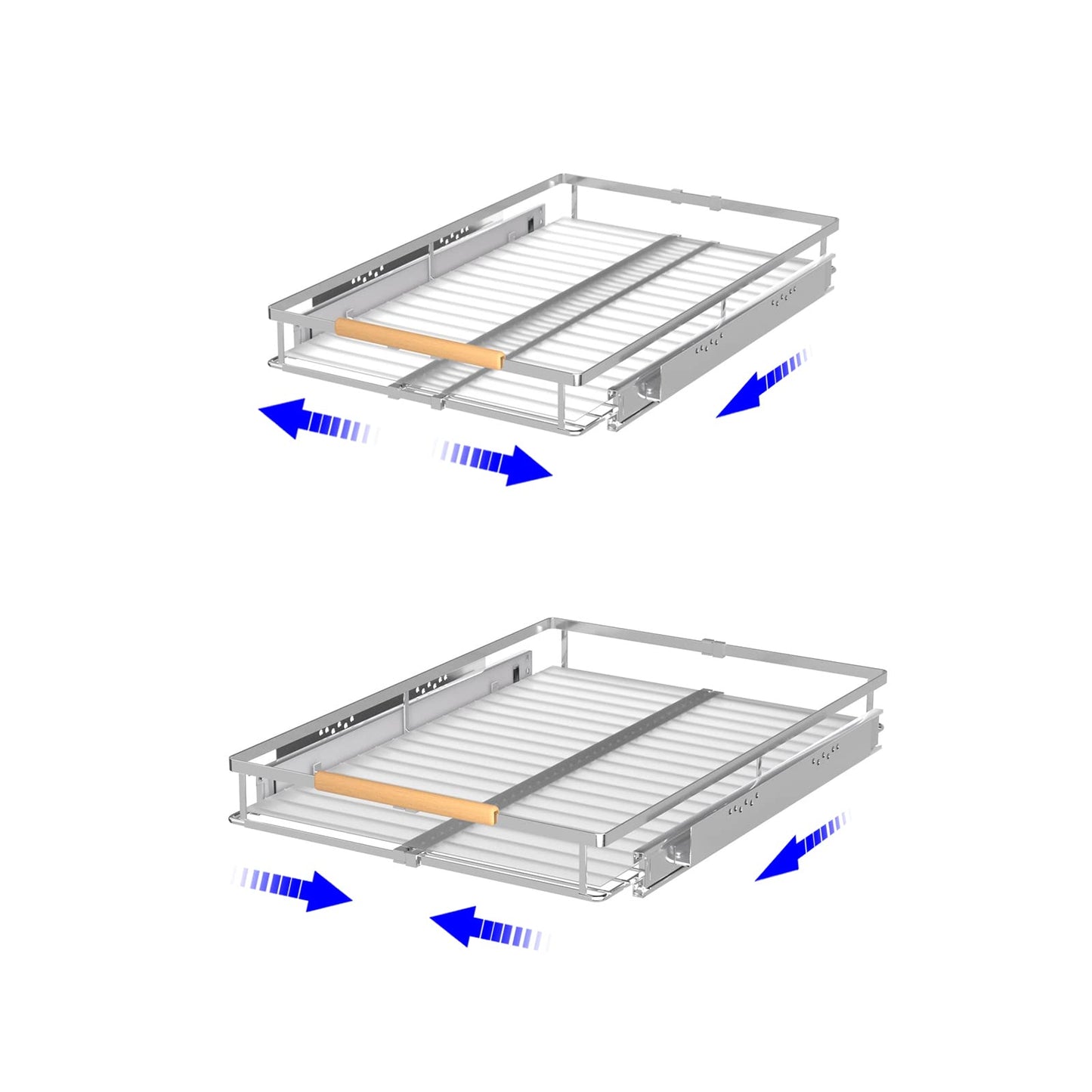 KIKIBRO Pull Out Drawer Cabinet Organizer, Expandable Slide Out Storage Shelves - Heavy Duty, Durable and Smooth Slide-Out, Opening Size Required 16.3"~26.3" 2 Pack