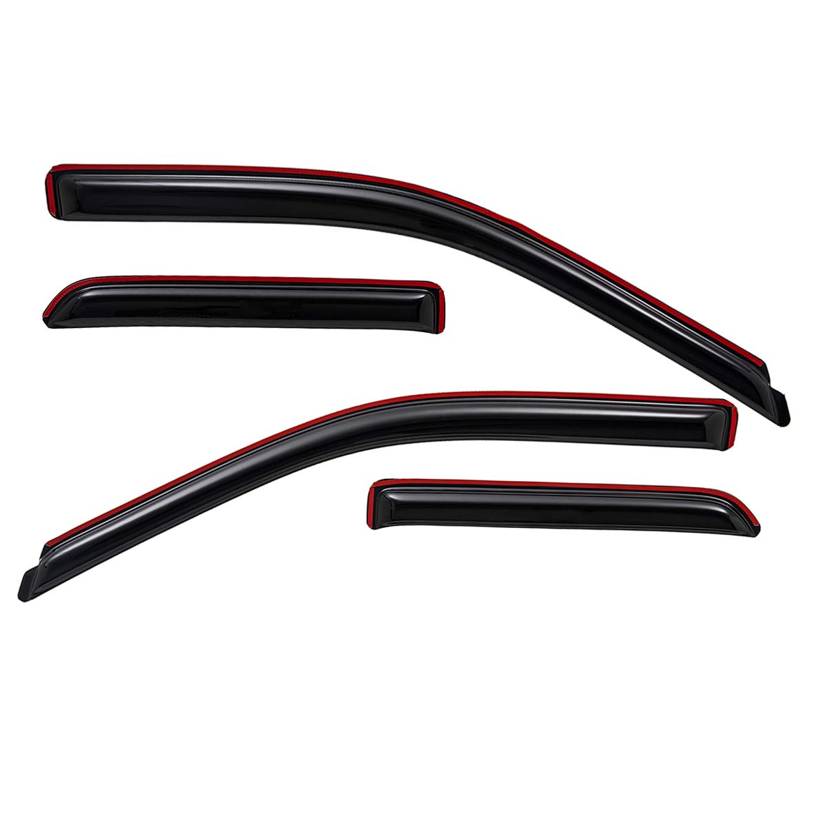 Lightronic 194101 Extra Durable Clip-on In-Channel Auto Vent Window Visors, Fits 2009-2010 Dodge Ram 1500, 2011-2018 Ram 1500, 2019-2024 Ram 1500 Classic, Quad Cab, UV-Protect Rain Guard, Smoke, 4-Pcs