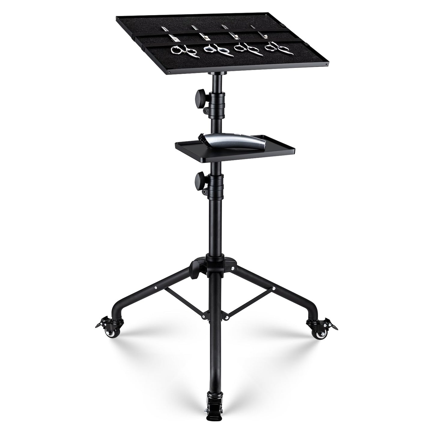 Noverlife Salon Tray Cart on Wheels with Storage Platform, Tattoo Rolling Tray Height Adjustable Salon Service Tray Tattoo Cart, Iron SPA Rolling Cart Portable Tattoo Table Stand for Salon Dental