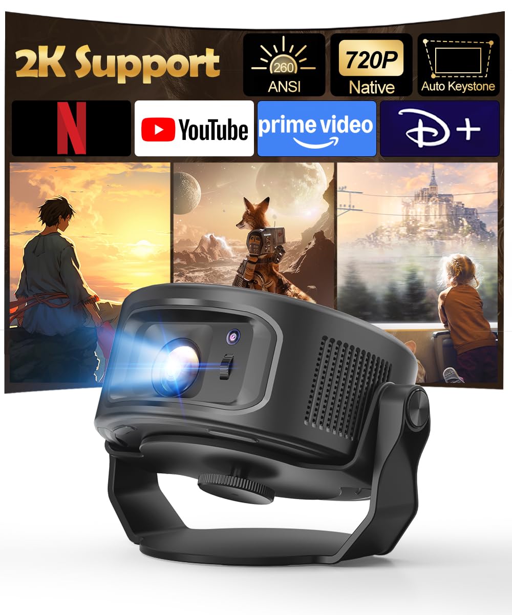 Magcubic Smart Projector with WiFi 6 and Bluetooth 5.4, Mini Protable Projector 4K & 8K Support, Built-in Apps, Auto Keystone, Video Proyector for Home Theater/Outdoor Movie (HY300Max)