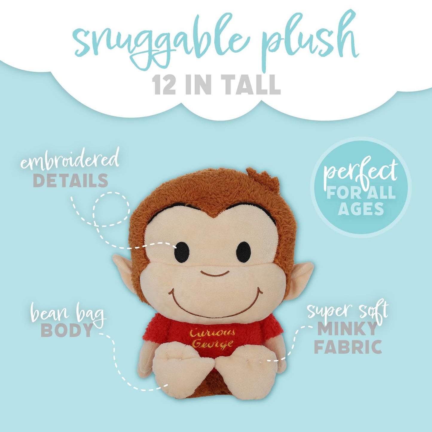 Curious George Cuteeze Stuffed Animal Plush Toy Monkey – Cute Cuddle Plushie Gift for Baby and Toddler Boys and Girls – 12 Inches