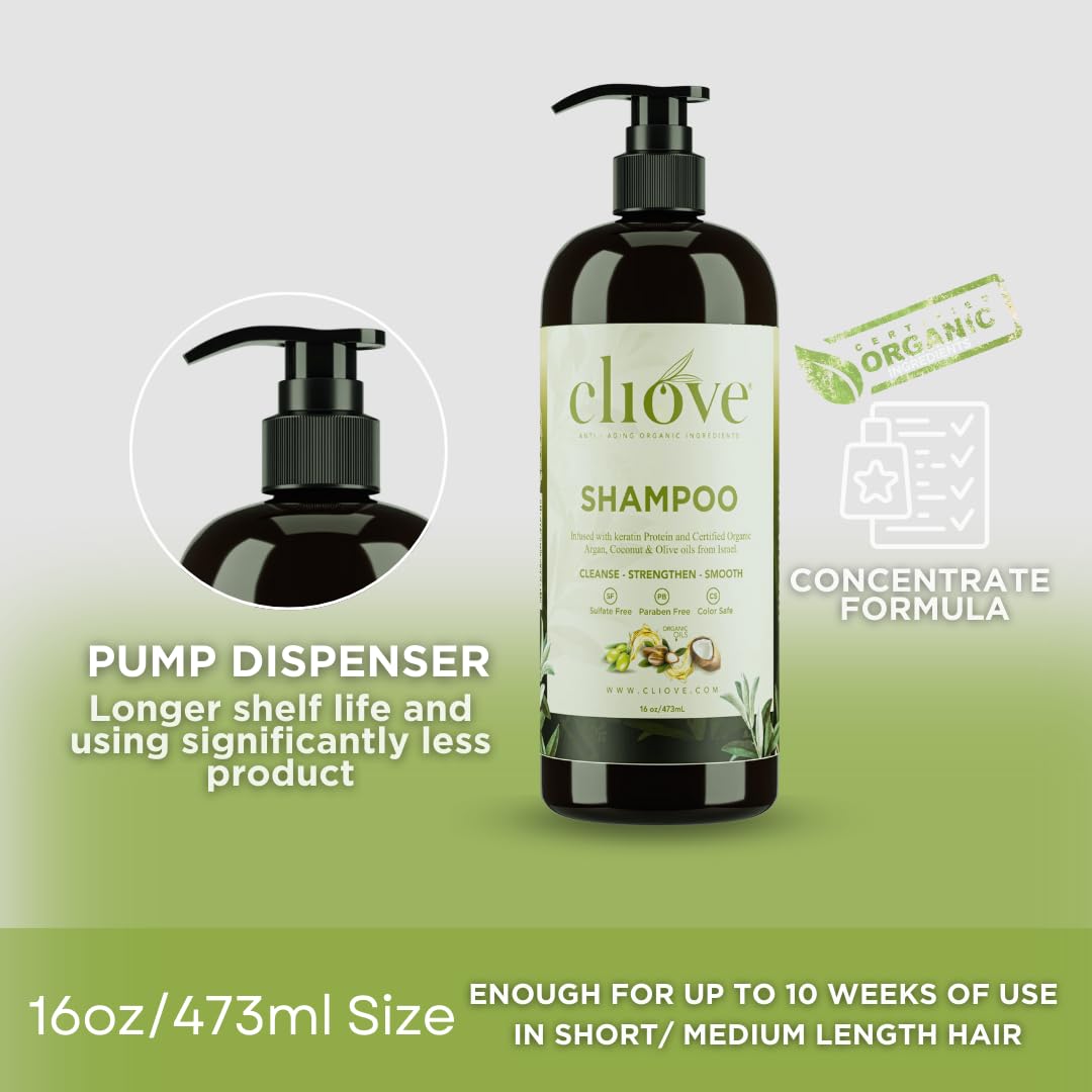Cliove Shampoo | Hair Moisturizing Keratin Protein Treatment Infused with Argan Oil and Olive Oil | Anti Frizz Shampoo for Curly Wavy, and Straight Hair |16oz