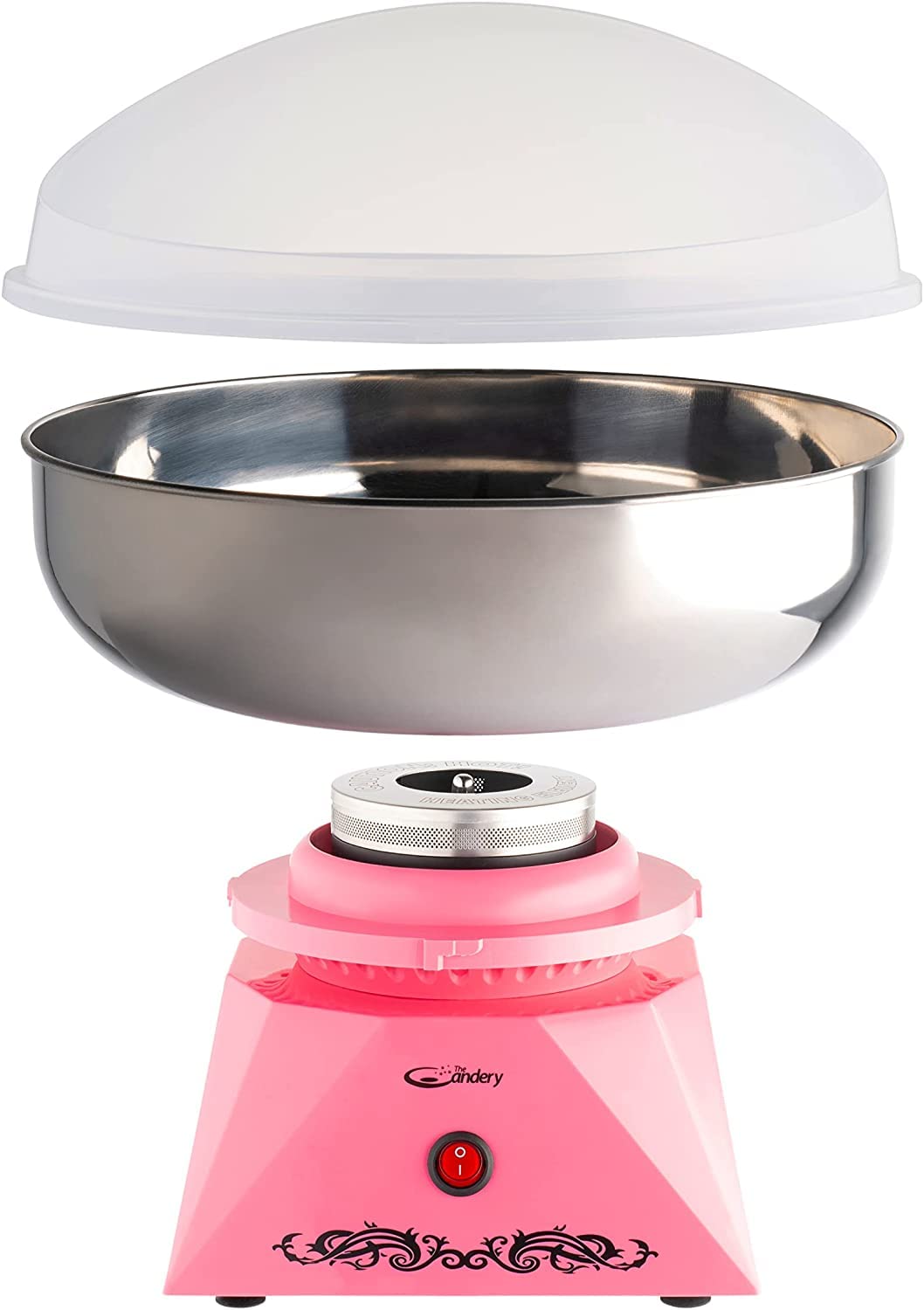 Cotton Candy Machine with Stainless Steel Bowl 2.0 - Cotton Candy Maker 10 Cones & Sugar Scoop - Household Cotton Candy Machine for Kids, Birthday Party - Use Floss Sugar, Hard Candy- By The Candery