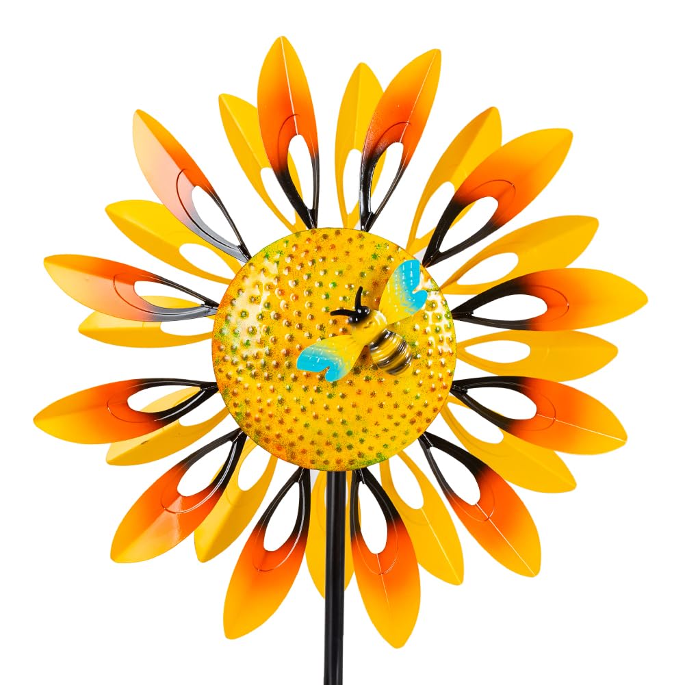 Stargarden Sunflower Wind Spinners, Large Metal Wind Sculptures, Windmill Yard Art,Sunflower Decor for Yard and Garden