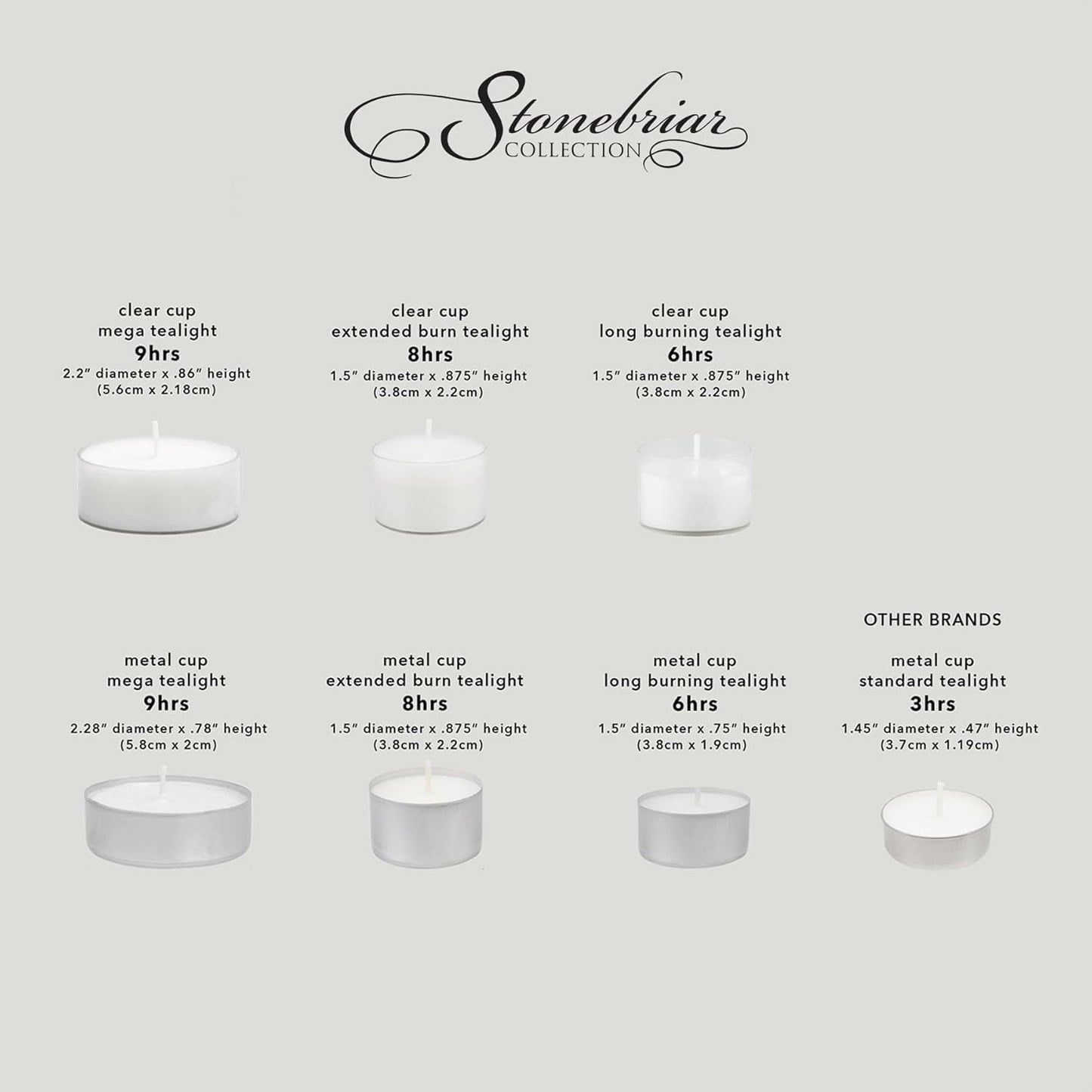 Stonebriar 300 Pack Unscented 8 Hour Extended Burn Time Tea Light Candles