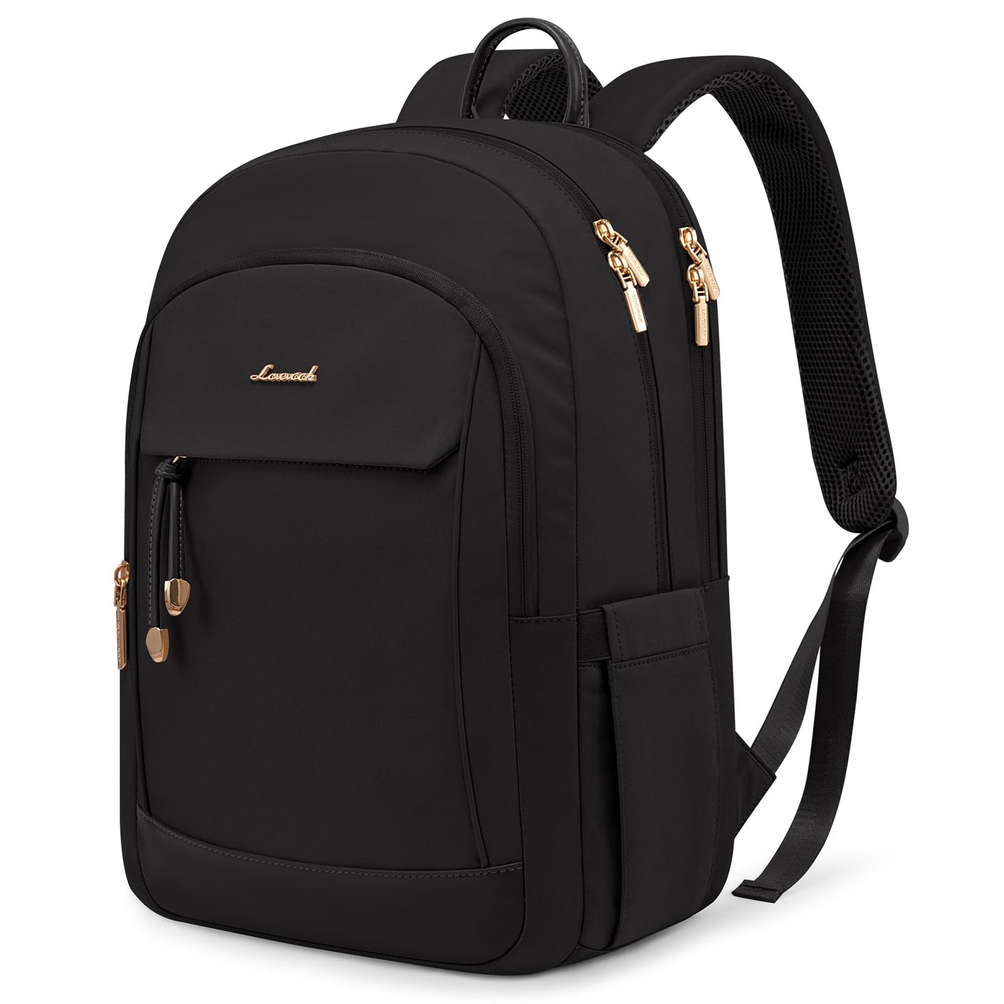 LOVEVOOK Laptop Backpack for Women, 15.6 inch Waterproof College Backpack Woman with Laptop Compartment Computer Bag Travel Backpack Purse, Large Black Computer Daypack for Work Casual, Black