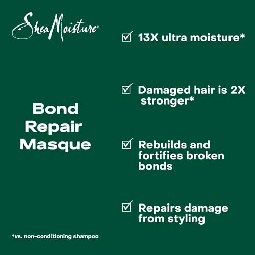 SheaMoisture Bond Repair Shampoo, Conditioner, Leave-In, & Masque Alma Oil 4 Pk to Strengthen Hair with Restorative HydroPlex Infusion