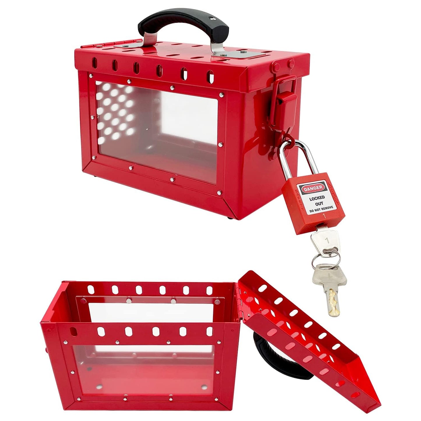 SAFBY Lockout Tagout Box Kit Portable Safety Group Padlock Box with 13 Loto Locks Lock Out Tag Out Station (1pcs Loto Box with 13 Locks)