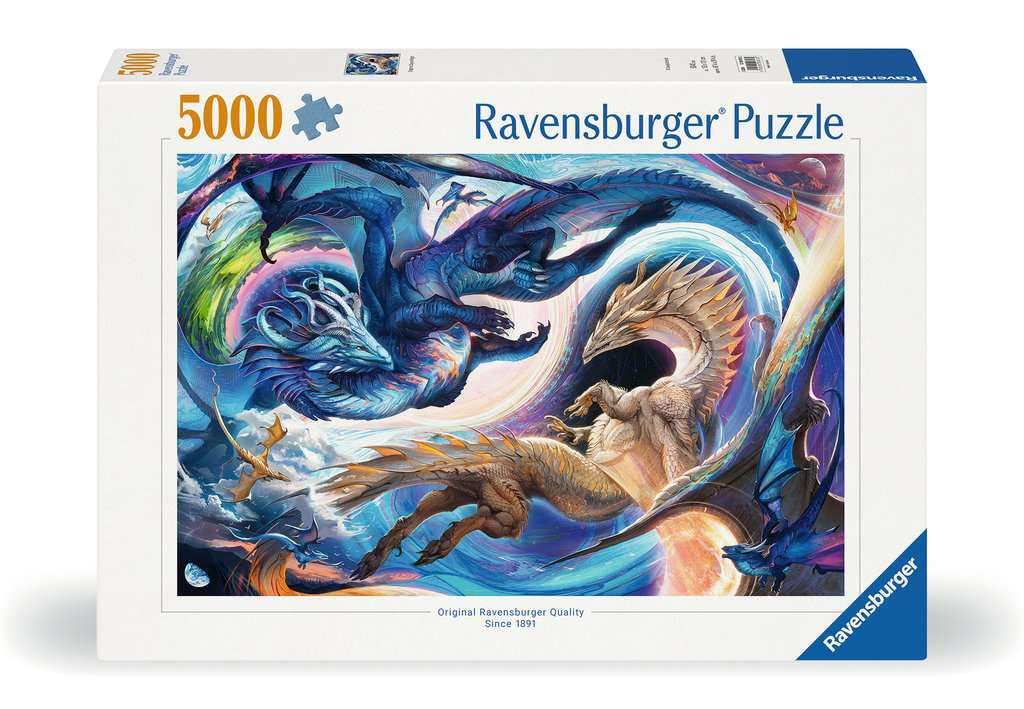Ravensburger - Dragons Day and Night - 5000 Piece Jigsaw Puzzle - Magical, Mythical Dragons in Stunning, Vibrant Detail - Frameable - Premium Quality - Puzzles for Adults