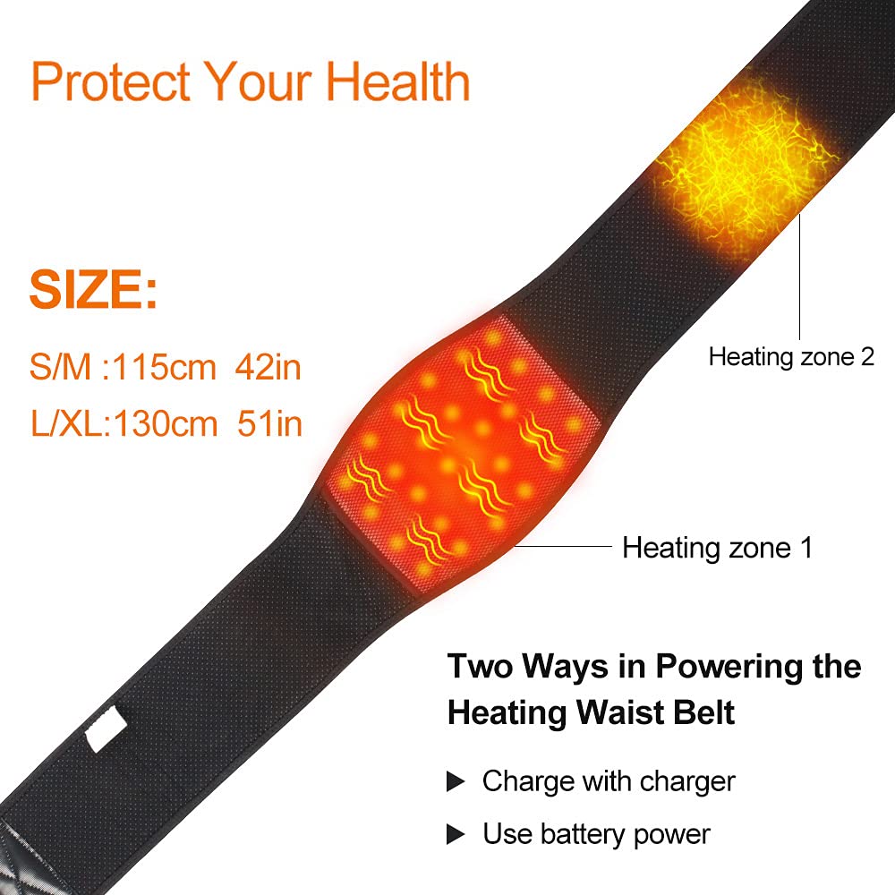 Heating Pad for Back Pain Relief, Cordless Back Massager with 7.4V 4400mAh Battery 3 Heat Settings & 3 Vibrating Modes Heated Back Brace Suitable for Abdomen Back Lumbar Spine Stomach Waist Cramps