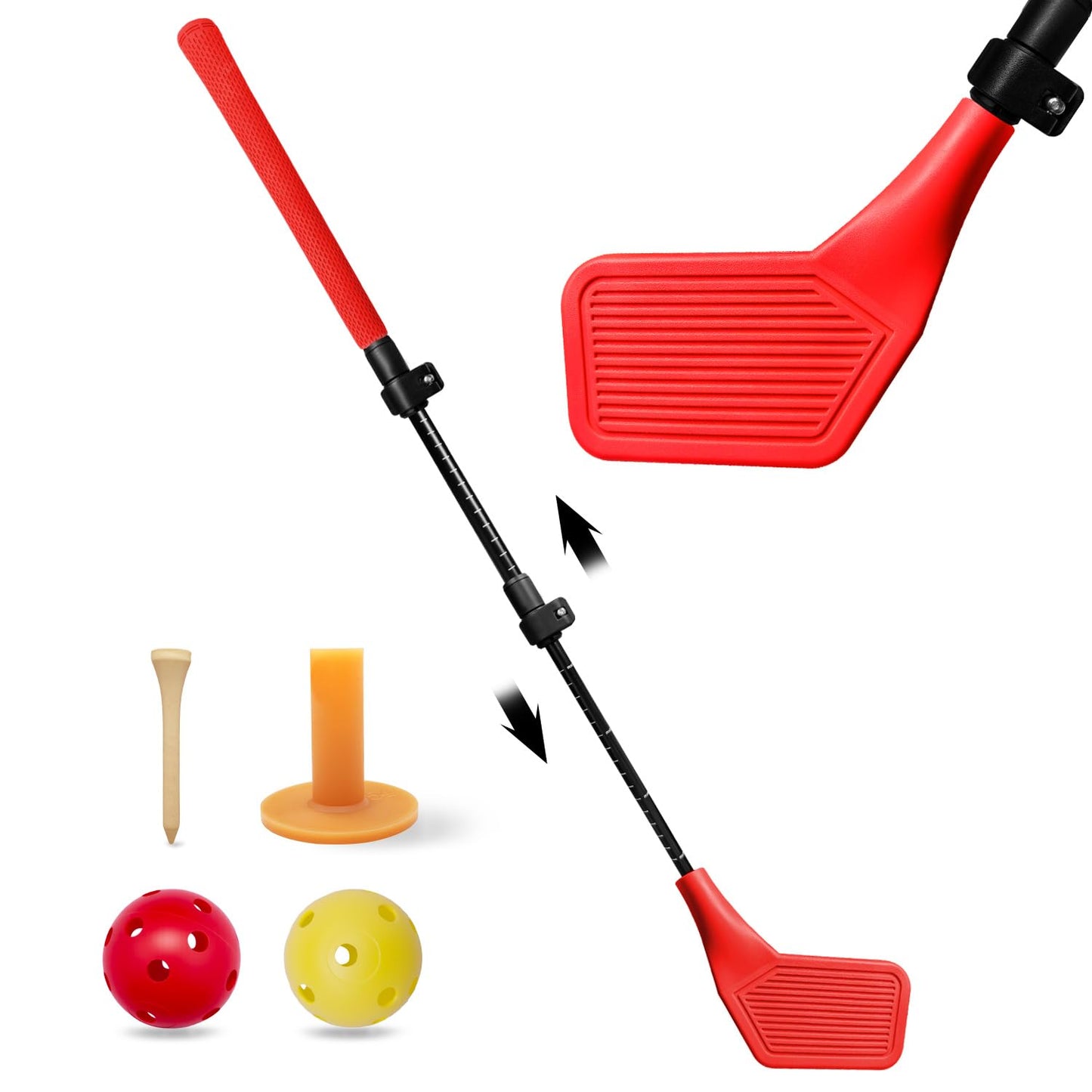 wootfairy Beginner Kids Golf Club Set, Adjustable Kids Junior Golf Clubs with Oversized Club Heads for Family Play Golf Game in Backyard, Grass & Park Play