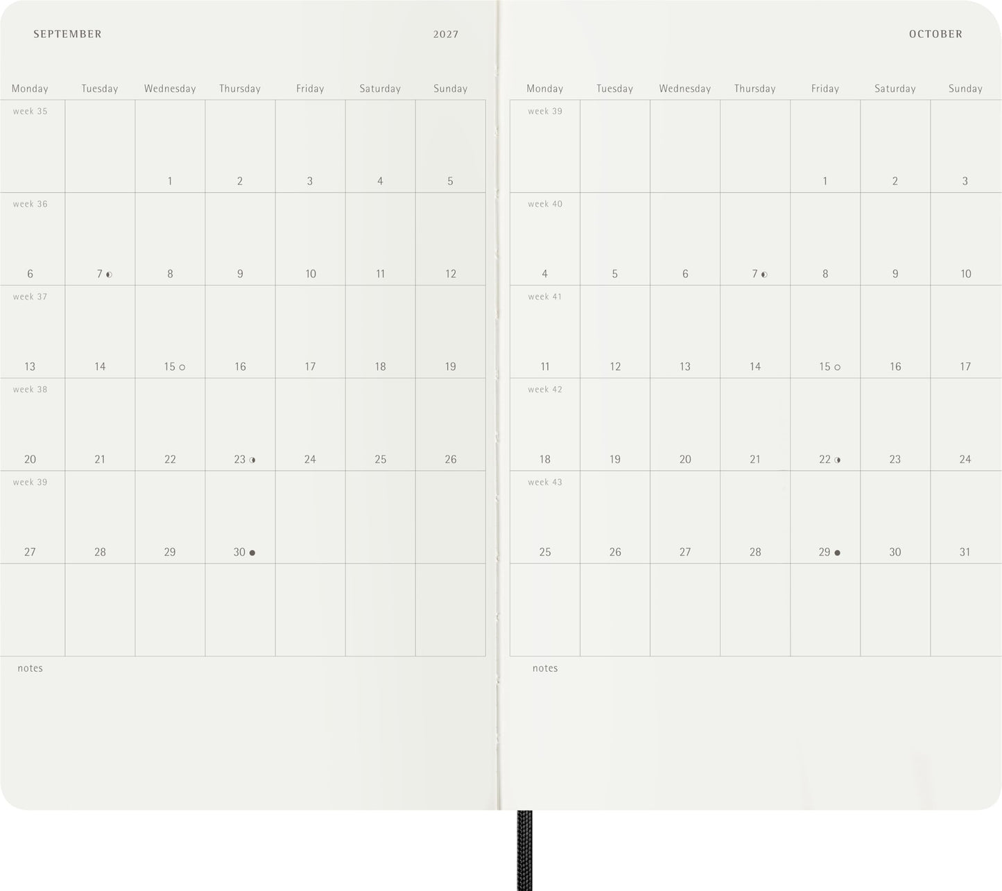 Moleskine Classic 18 Month 2026-2027 Weekly Planner, Soft Cover, Large (5" x 8.25"), Black, 208 pages