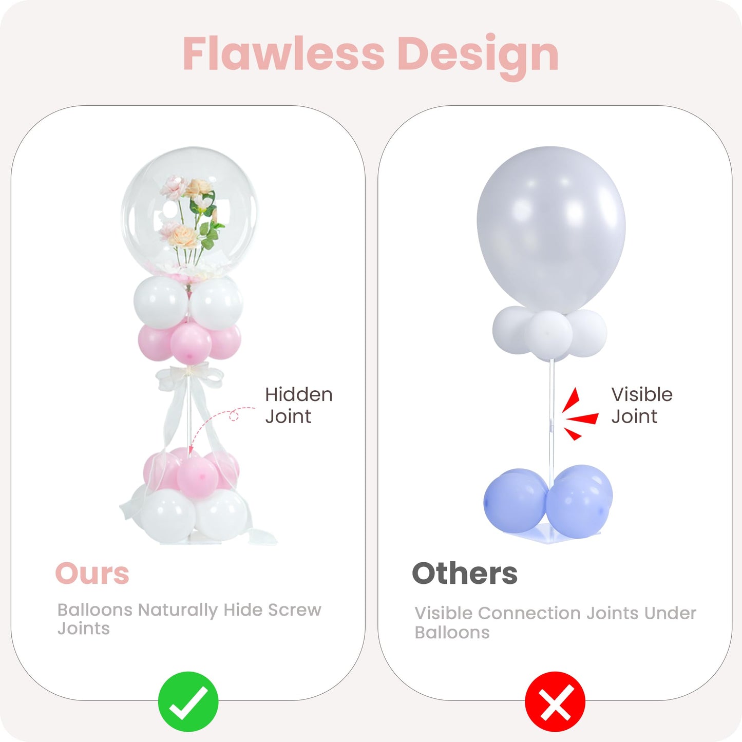 YALLOVE Balloon Stands for Table Set of 10, Adjustable Height 15.75 Inch, 23.62 Inch Balloon Centerpiece Stand, Acrylic Balloon Stick Holder with Base for Party Decorations (Balloons Not Included)