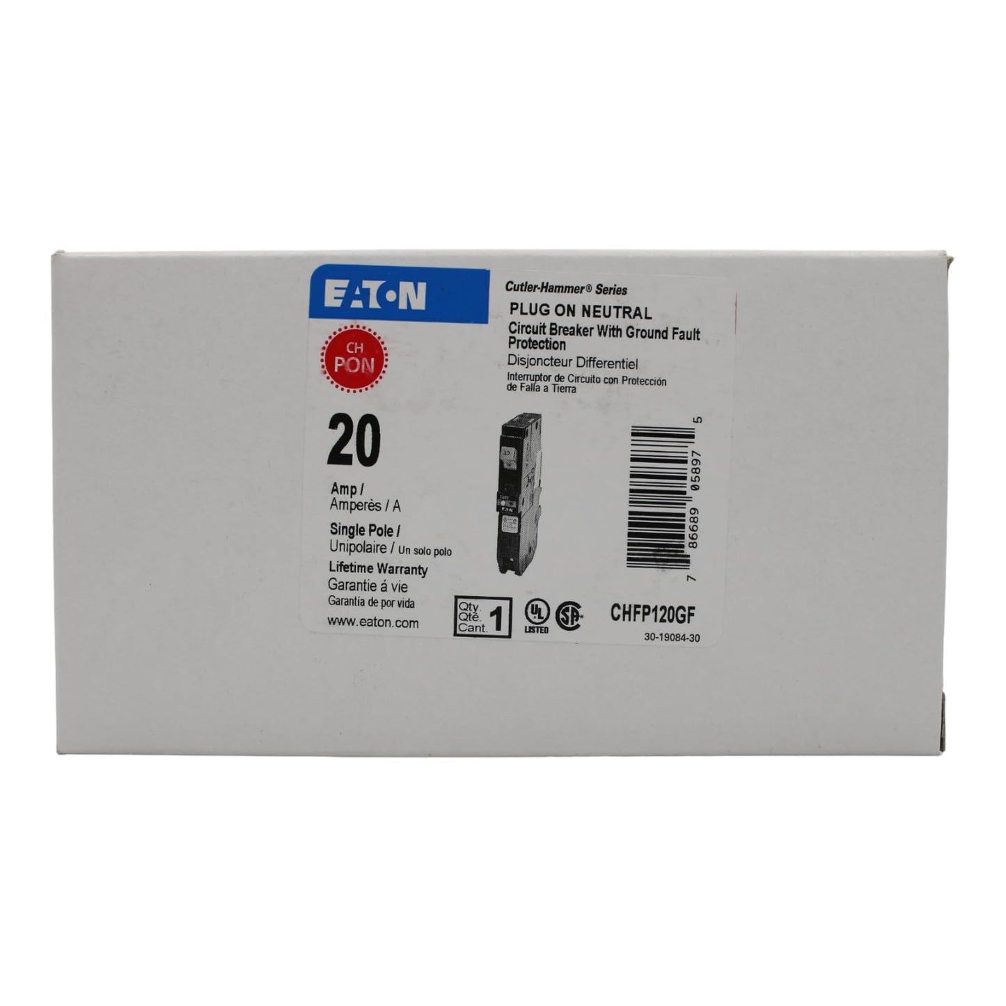 Eaton Cutler-Hammer CHFP120GF 20A GFCI Circ Breaker - Quantity 1