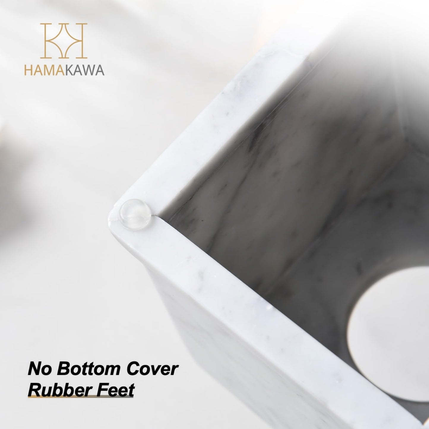 HAMAKAWA Natural Marble Tissue Box Cover, Carrara White Tissue Organizer 6 X 6 X 5.7 Inch, Heavy Stone Decorative Box, Square Tissue Box Holder for Home Decor, Kitchen, Bathroom