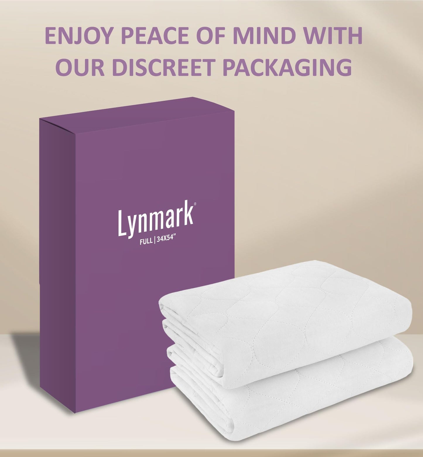 Lynmark® Washable Bed Pads 34"x54" Underpad with Extra Long Tucks and Heavy Absorbency, Reusable Cotton Enhanced Waterproof Mattress Protector Best for Incontinence & Bed Wetting, Pack of 2, Full