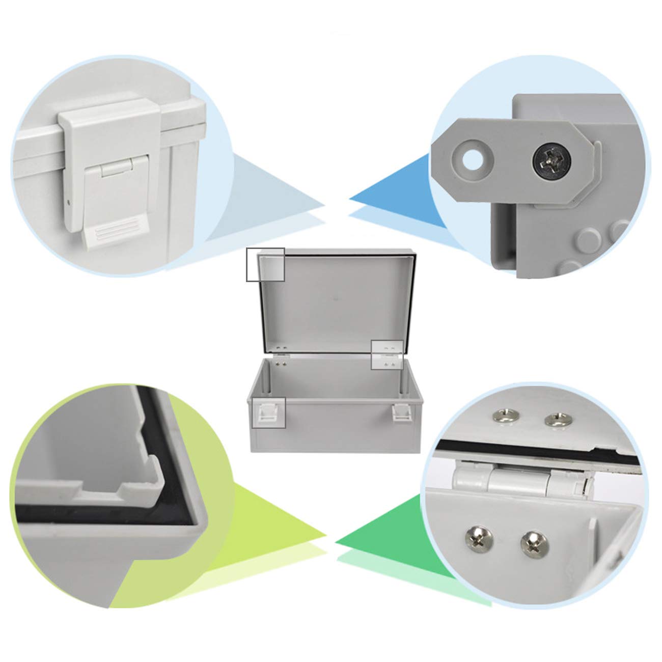 Ogrmar ABS Plastic Dustproof Waterproof IP65 Junction Box Universal Electrical Project Enclosure with Lock (15.7"x11.8"x7")