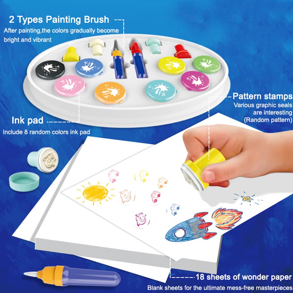 Leroxo Magic Light Brush,Mess Free Painting Station for Kids, Toddler Coloring,Gift for 3,4,5,6,7,8,9 Year olds(Magic Light Brush)