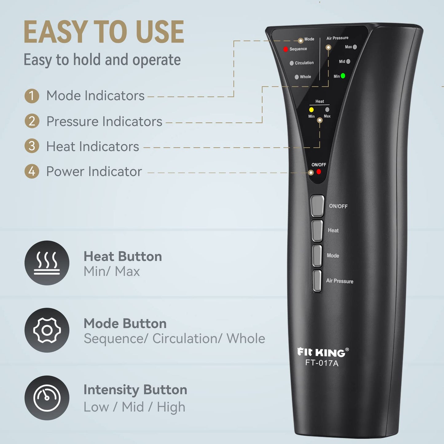 FIT KING Leg Massager for Circulation Calf Massager with Heat (Corded Electric) Helpful for Pain Relief RLS Edema and Muscles Relaxation - Great Gift for Wife Parents Friends - FSA HSA Eligible