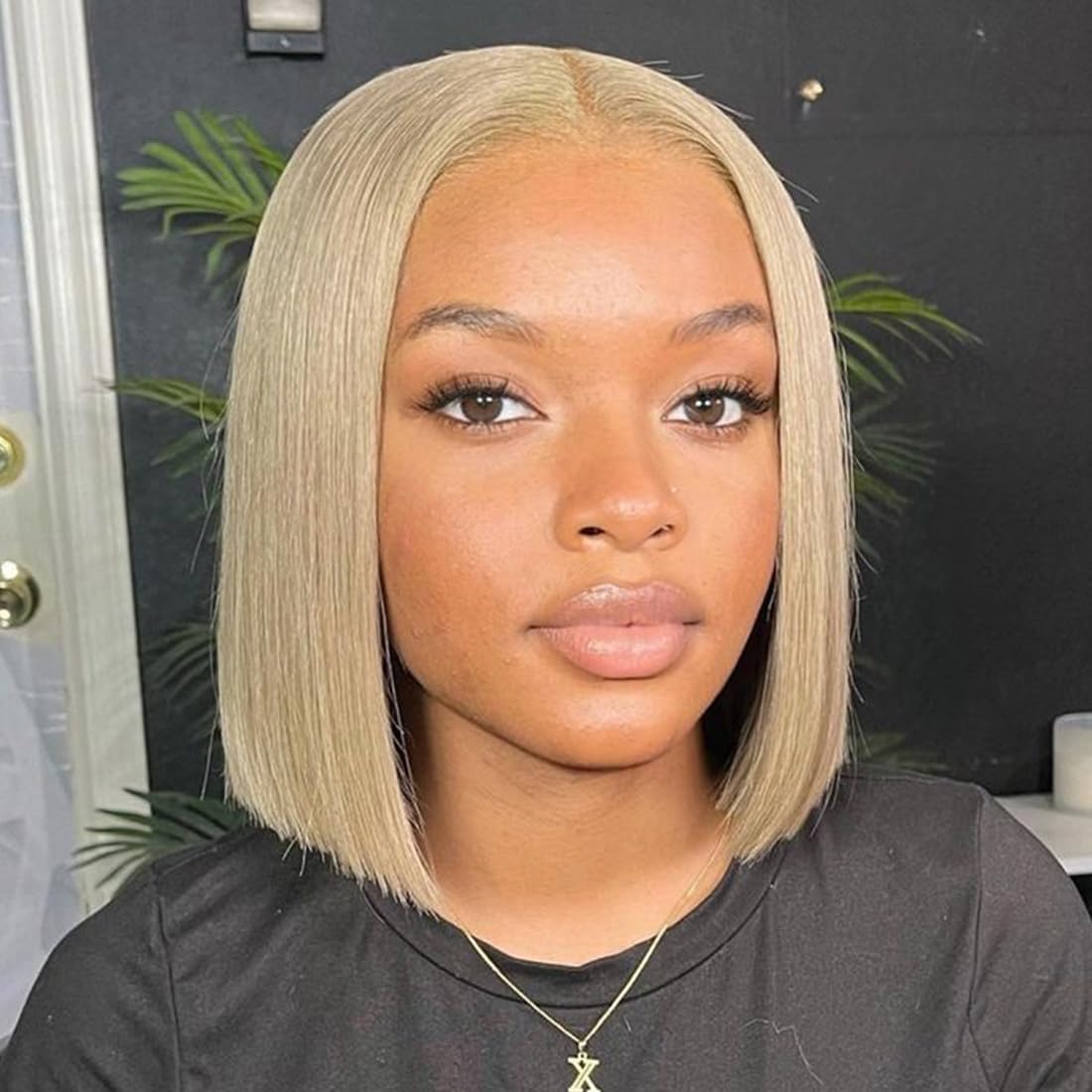 Merhara Ash Blonde Bob Wigs Human Hair 180% Denstiy 13x4 HD Lace Frontal Bob Wig Human Hair for Women Ash Blonde Wigs Human Hair Straight Glueless Pre Plucked Lace Front Short Bob Wigs 12 Inch