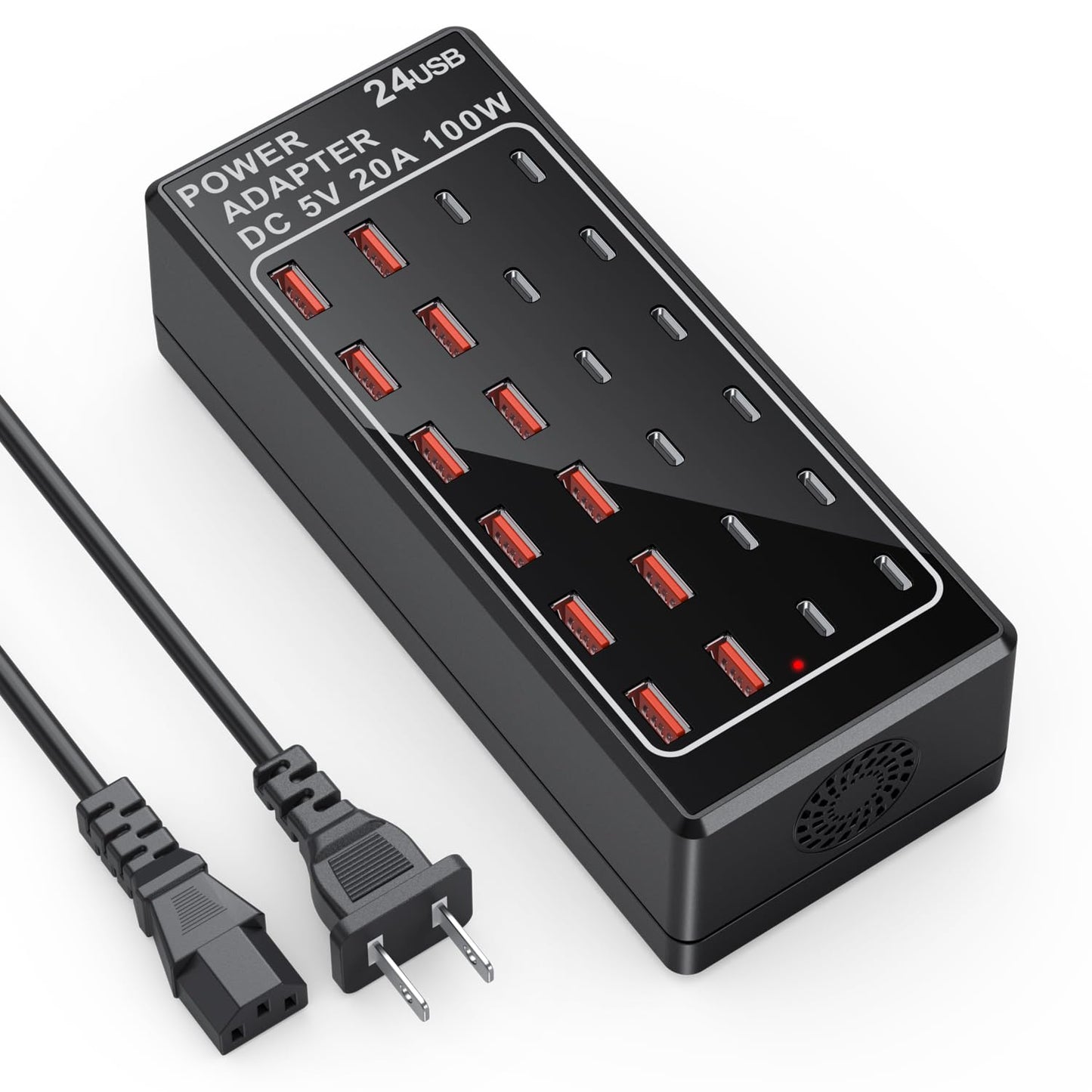 USB Charger, USB C Charger Block, 100W (20A) 24 Port Multiple USB Charger Station Desktop USB Wall Charger 12 USB C 12 USB A Compatible for Apple iPhone, iPad, Samsung Galaxy, Laptop, Pixel, Phones