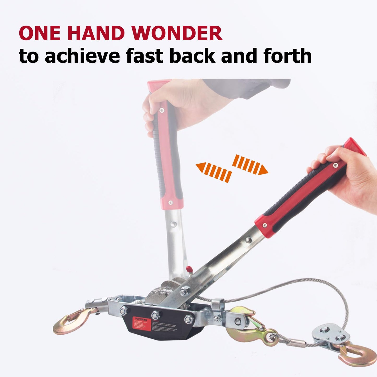 VOPEPZG Come Along Winch,5 Ton Capacity with 11.5FT Steel Cable,Heavy Duty Come Along Tool with Dual Gears,3 Hooks,Hand Winch Tool for Road Vehicle Recovery and Pulling Tree,Fence Stretcher,Frame
