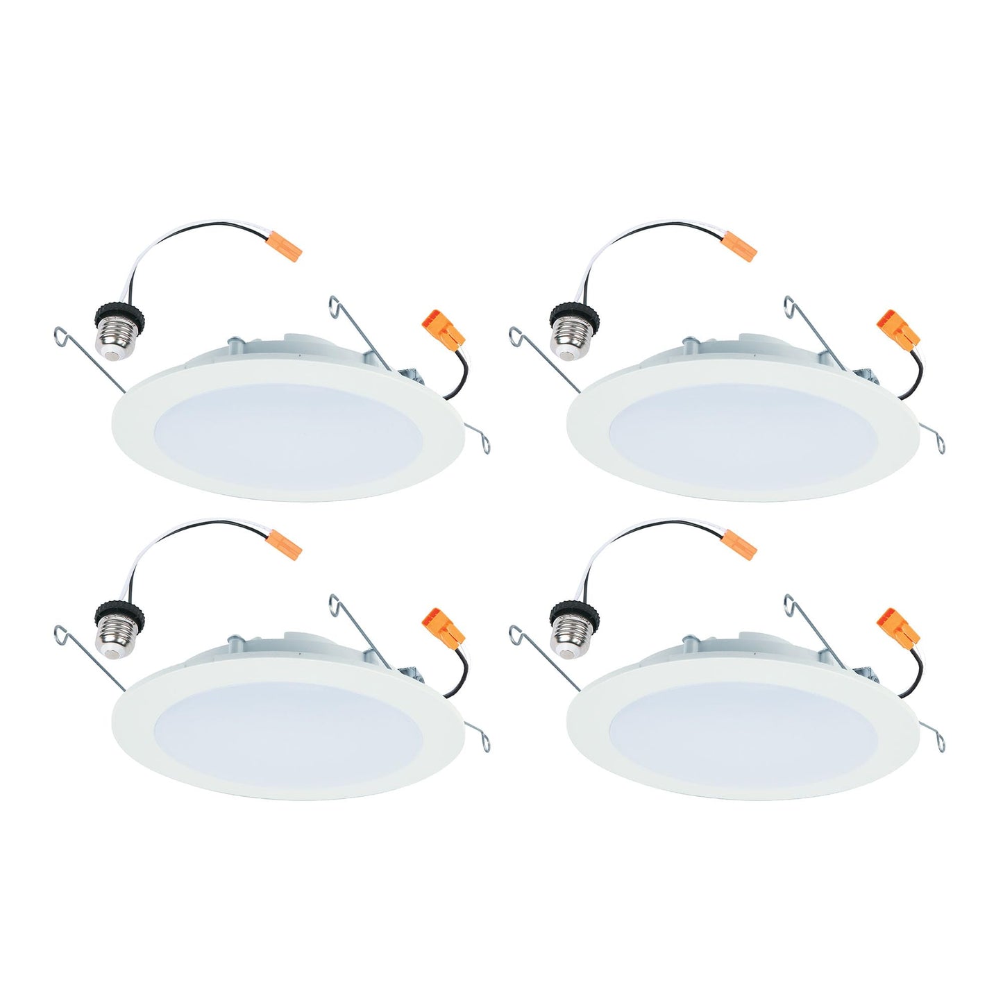 HALO HLBT 4 Pack 6 in Slim LED Recessed Light Trim with Selectable Color Temperature 2700K, 3000K, 3500K, 4000K, 5000K Dimmable Wet Location Indoor Outdoor New Construction Remodel - HLBT609FS5-4PK