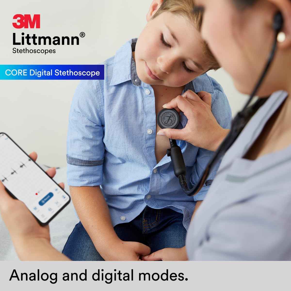3M Littmann CORE Digital Stethoscope, Our Most Advanced Stethoscope Yet, Up To 40x Amplification, Active Noise Cancellation, In-App Sound Wave Visualization, High Polish Rainbow Chestpiece, 8570