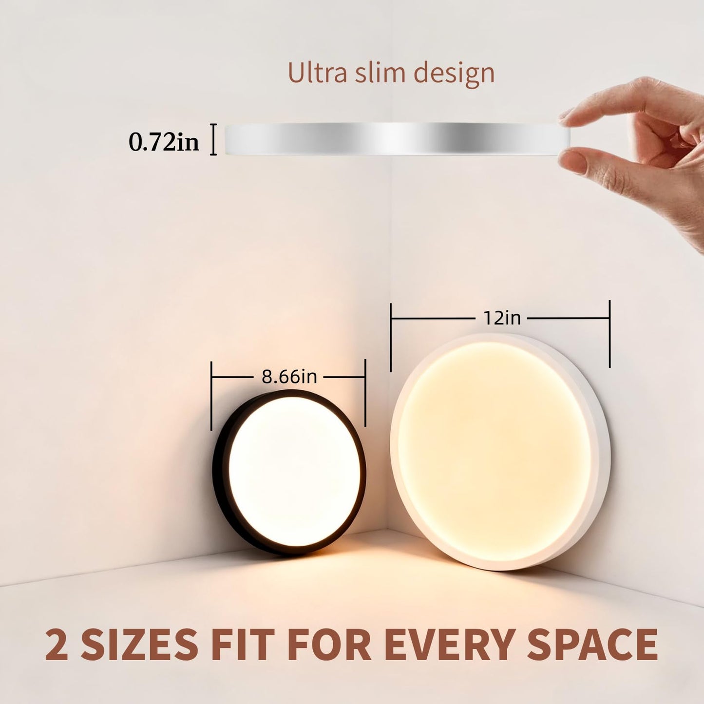 YELIOLED 6 Pack 12 Inch LED Flush Mount Ceiling Light Fixtures, 24W 2640LM 5 CCT Selectable (2700K-6500K), Non Dimmable,Wired Integrated LED Lights for Bedroom Kitchen Hallway Apartment, White
