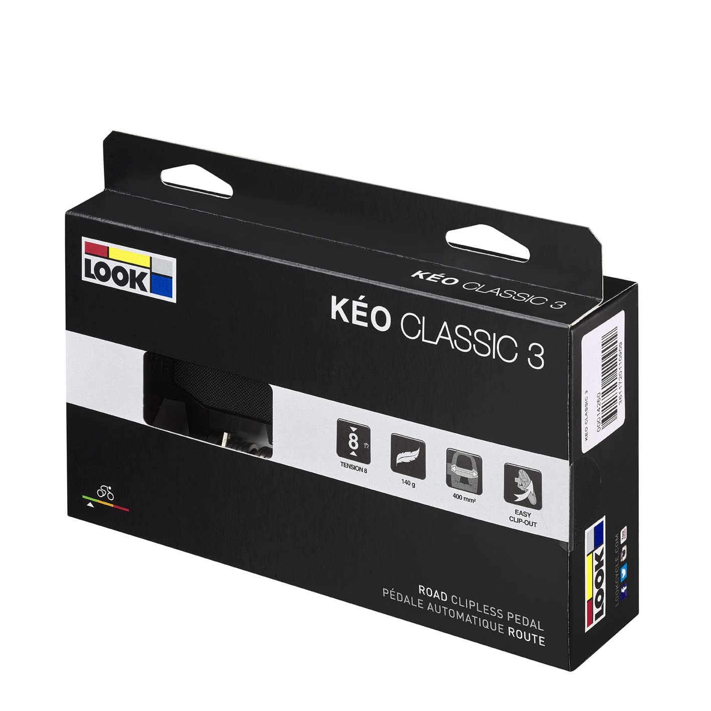 LOOK Cycle - KEO Classic 3 Bike Pedals - Clipless Pedals, 400 mm² Platform Area - Easily Adjustable Tension - Composite Body Material - Chromoly Spindle - Color Black