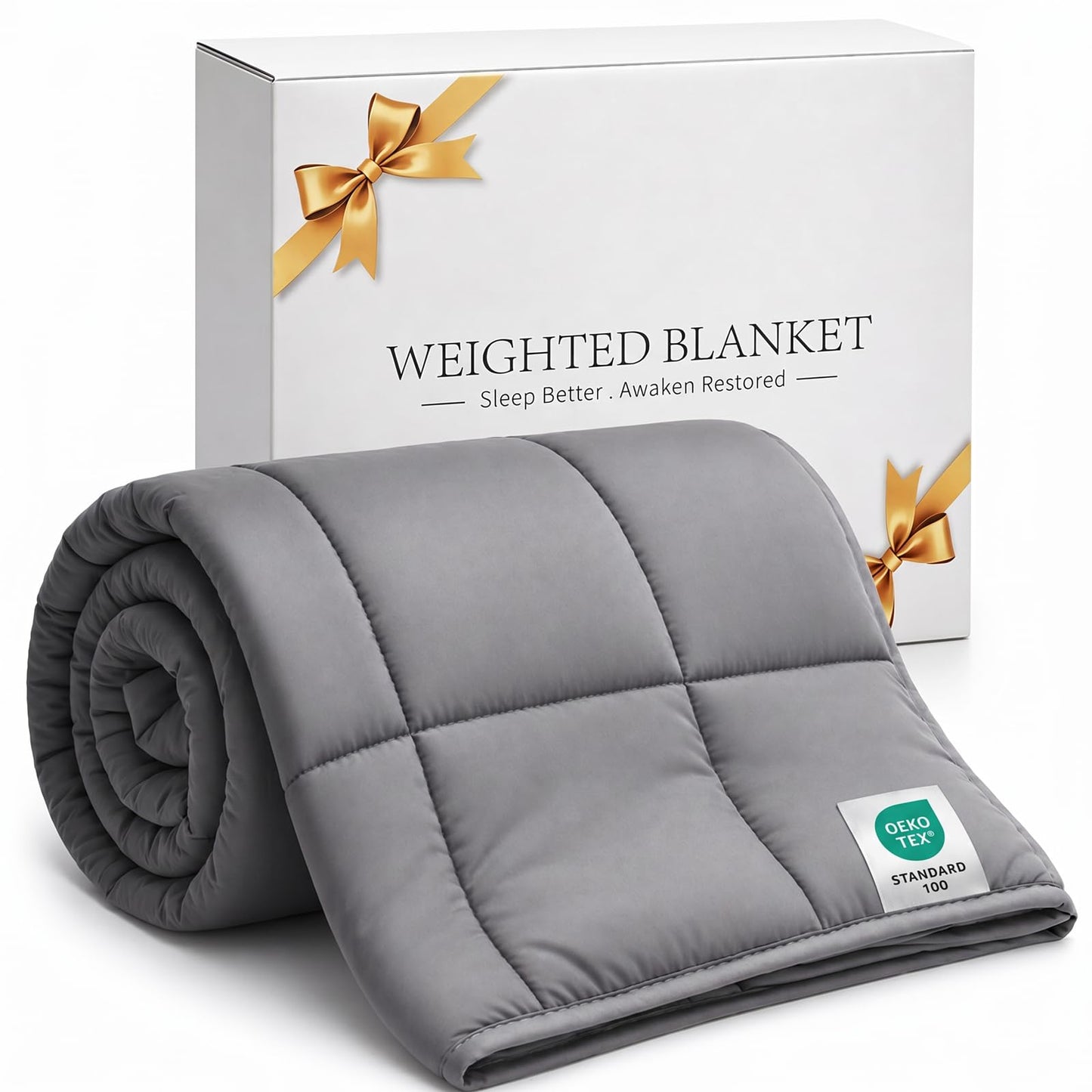 Smart Queen Weighted Blanket 20lbs (60”x80”,Grey) Queen Size Soft Cooling Heavy Blanket for Sleeping, Breathable All Season Comfort with Premium Glass Beads,Machine Washable