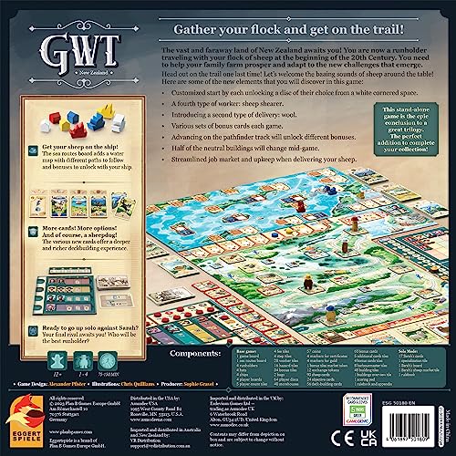 Great Western Trail 2nd Edition New Zealand Board Game - Embark on a Unique Cattle Ranching Adventure! Strategy Game for Kids & Adults, Ages 12+, 1-4 Players, 75-150 Min Playtime Made by Eggertspiele