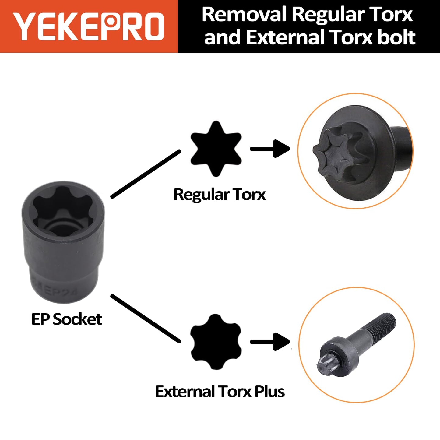 YEKEPRO External Torx Plus 19pc Socket Set, 6 Point EP Socket with 1/2'' 3/8'' 1/4'' Drive EP4 EP5 EP6 EP7 EP8 EP10 EP11 EP12 EP14 EP16 EP18 EP20 EP22 EP24 EP26 EP28 EP30 EP32