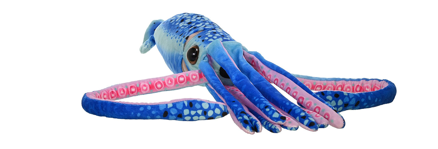 Wild Republic Wr Print Squid Plush, Stuffed Animal, Plush Toy, Gifts for Kids, Blue, 22"