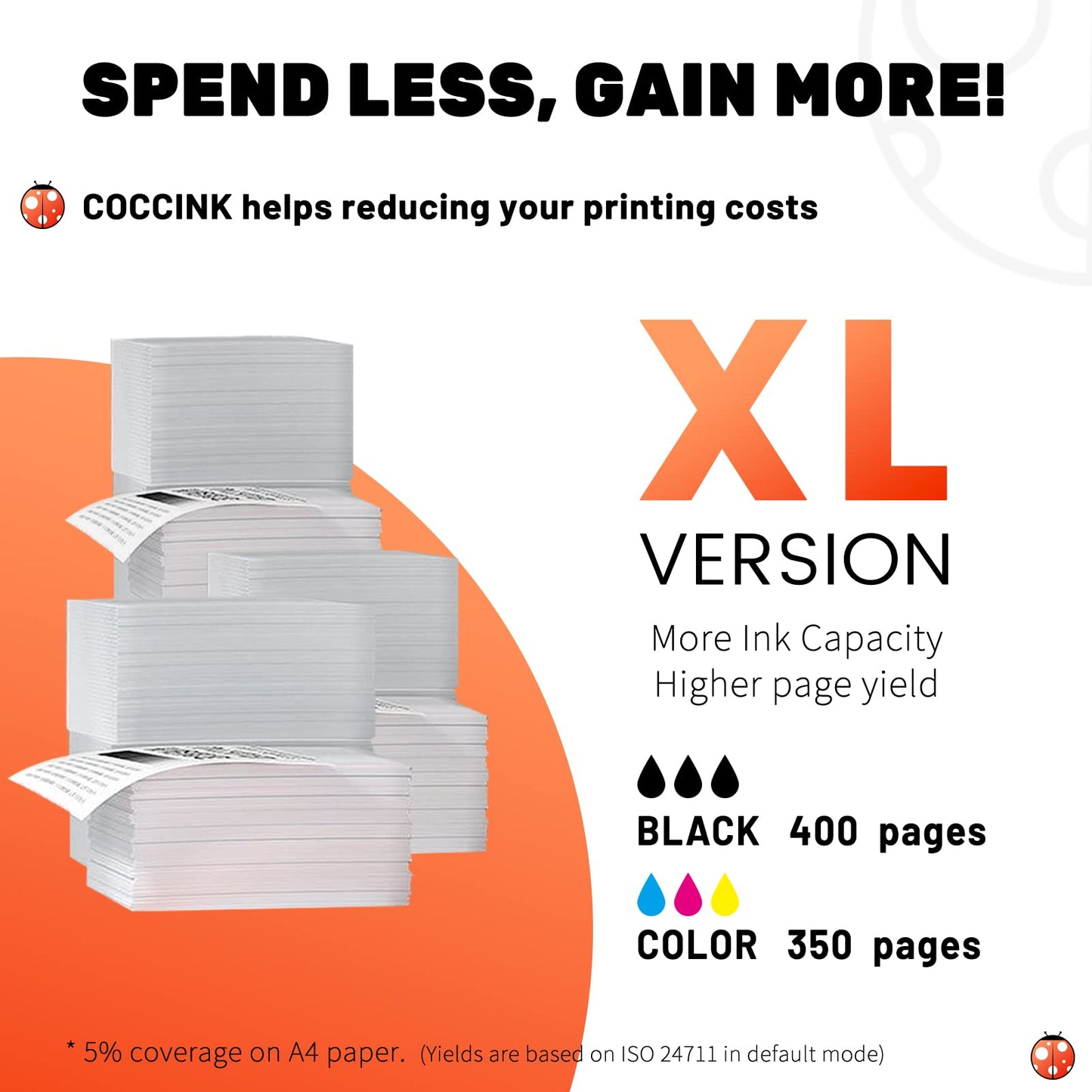 COCCINK 210XL 211XL Ink Cartridge for Canon Pixma MX320 MX340 MX410 MX420 MX350 MP250 MP280 MP480 MP490 MP495 IP2702 Printer for Canon PG-210 CL-211 210 XL 211 XL Combo Pack (1 Black 1 Tri-Color)